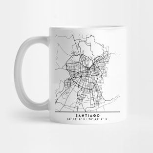 SANTIAGO DE CHILE BLACK CITY STREET MAP ART Mug